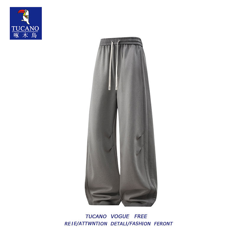 啄木鸟美式设计感褶皱休闲裤男春秋季潮牌宽松抽绳直筒运动裤长裤,男装,休闲裤,淘宝优惠券,粉丝福利购,淘宝优惠卷