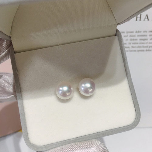 S925纯银天然淡水珍珠耳钉女强光简约耳夹耳环养耳洞耳饰耳针精致