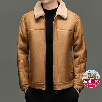 皮毛一体外套男款100%真皮真羊毛加厚保暖皮衣海宁皮草羊羔毛外套
