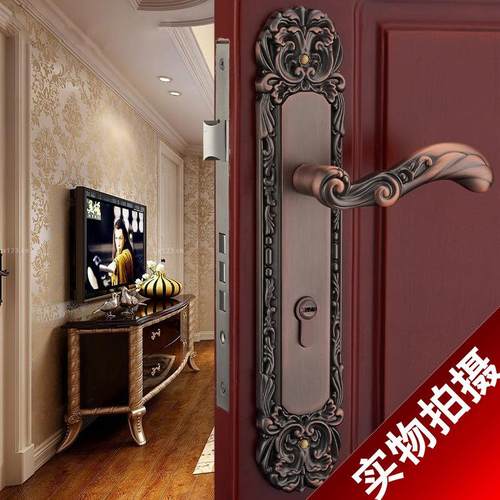 红古铜别墅大门锁豪华防盗双开门锁实木对开门锁机械门锁