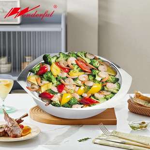 供应304不锈钢色拉碗简约圆形加厚汤碗麻辣凉拌串串碗大铁盆