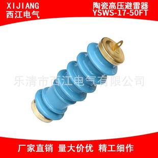 供应陶瓷高压避雷器Y5WZ 50FT蓝色10KV陶瓷避雷器
