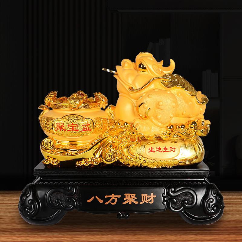 树脂工艺摆件金蟾聚宝盆招财客厅办公室摆设新居公司开业乔迁送礼