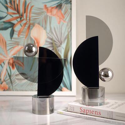 轻奢透明水晶几何摆件高档客厅家居电视柜样板房装饰品抽象艺术品