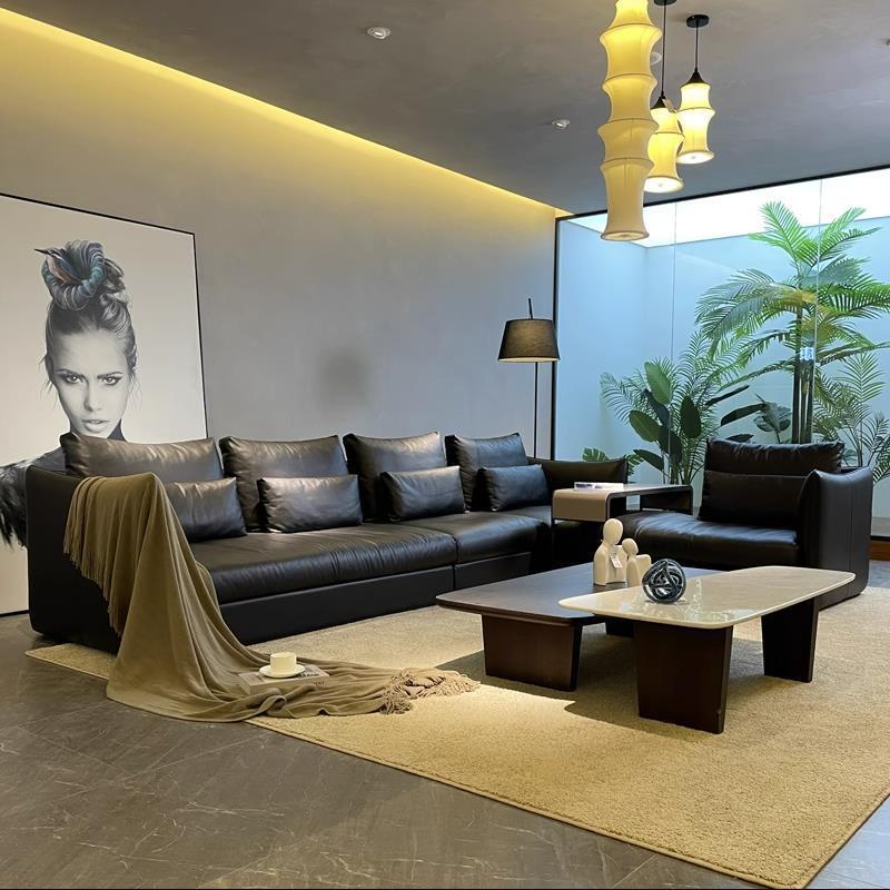 意式极简真皮香奈沙发儿客厅别墅转角大平层户型设计师款现代简约