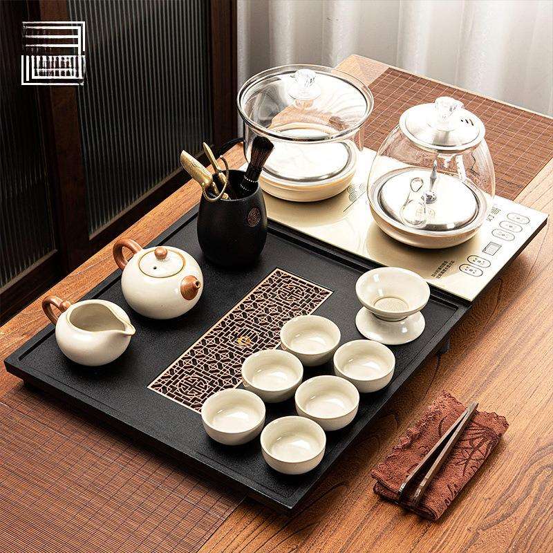 茶具套装乌金石款茶盘茶台整套家用客厅办公四合一体全自动烧水壶