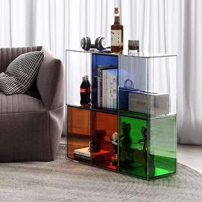 意式书架轻奢家用落地书柜简约客厅置物架展示架简易CD收纳杂志架