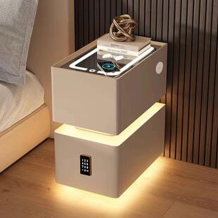 智能床头柜30cm悬浮小型卧室床边柜轻奢高级感超窄简约收纳柜