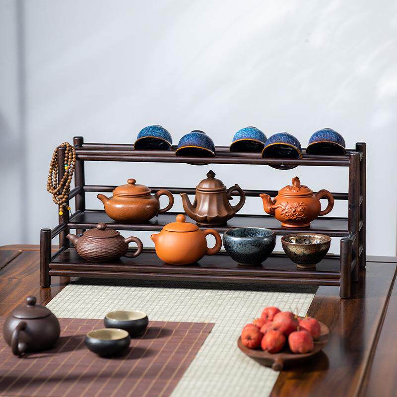 桌面置物架多层杯子收纳架桌上茶具沥水小尺寸可移动感博古架