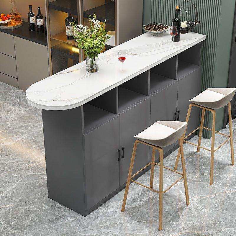 吧台现代简约家用岩板岛台桌子玄关柜小户型客餐厅厨房双面隔断柜