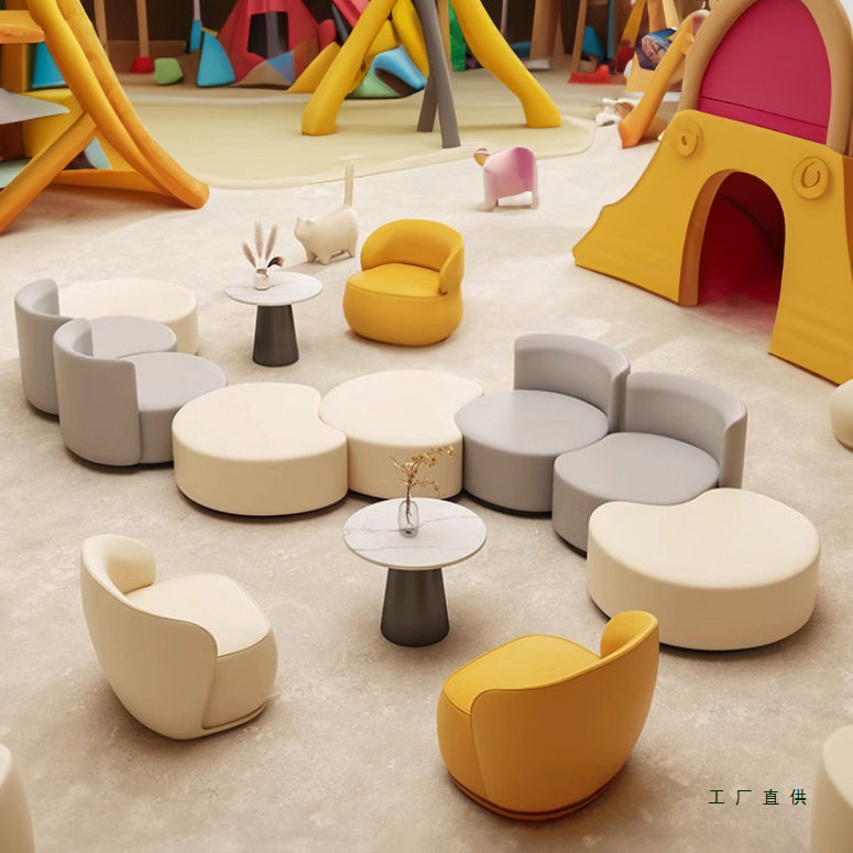 幼儿园小学皮布艺沙发桌椅组合