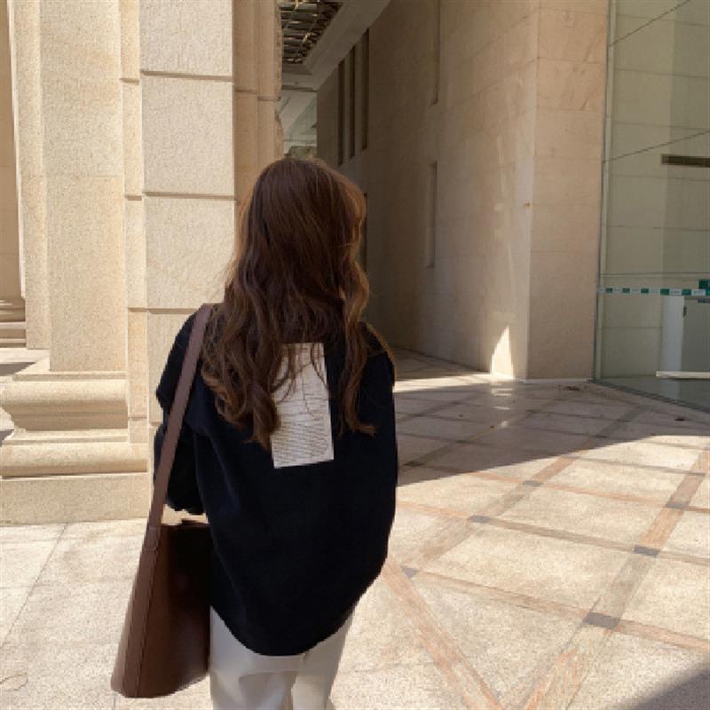 美式复古vintage长袖t恤女春秋季ins潮宽松bf慵懒风早秋chic上衣