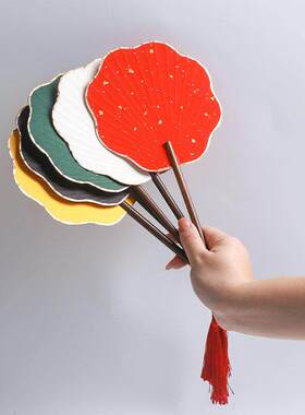 空白宣纸团扇中国风竹柄