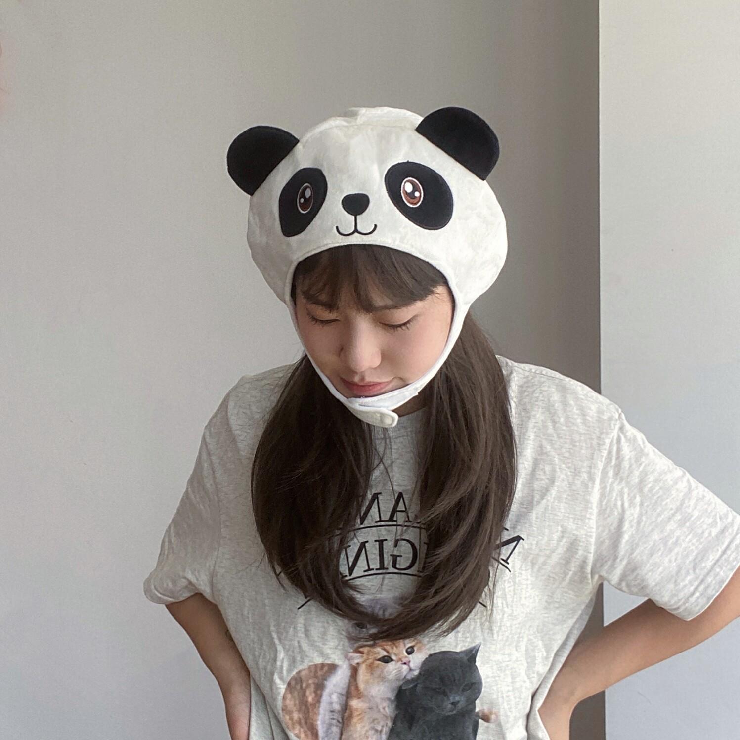 可爱搞怪卡通创意均码大熊猫头套帽子拍照表演游乐园动物园装扮
