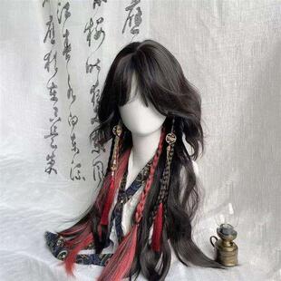 ch瓷爹cos服假发女全头套黑红挑染羊毛卷水母头古风瓷爹万圣节cos