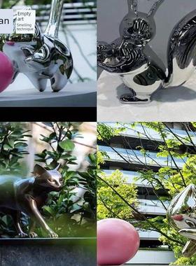 不锈钢雕塑猫松鼠小动物形状抽象装饰定制户外镜子草坪公园别墅