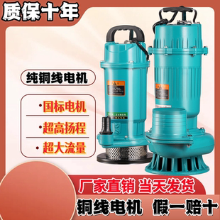 两相电农用全铜潜水泵220v高扬程大流量抽水机3寸4寸鱼塘农田灌溉