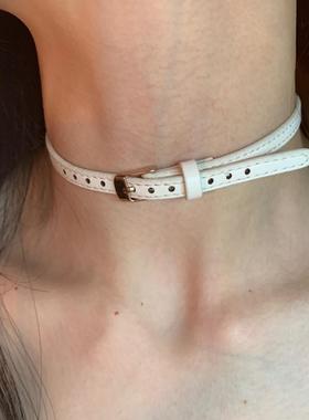 小众乳白色皮带扣项圈颈链女choker亚文化百搭短款锁骨链2025潮