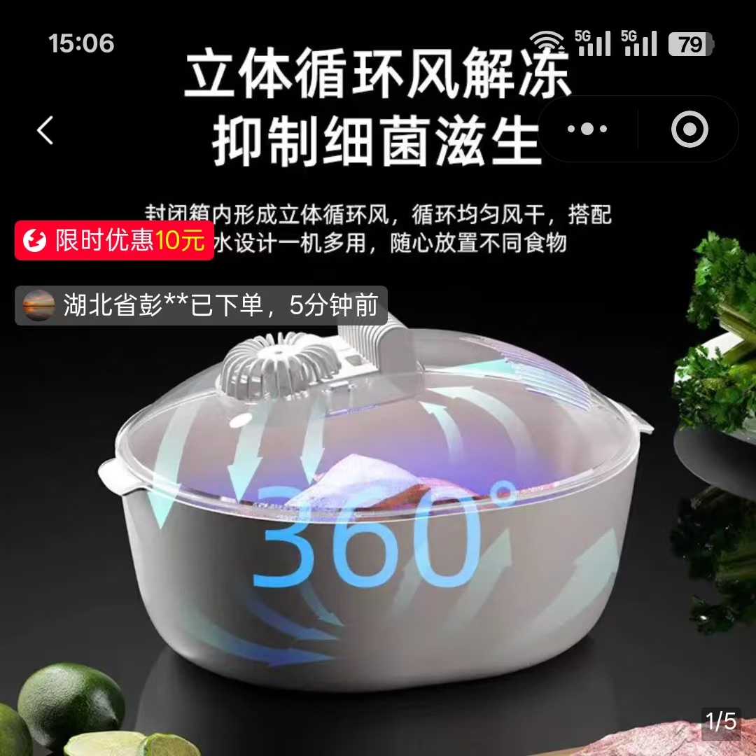 德国进口解冻器瞿聃风貌食物快速雾化化冰器全自动紫外除菌锁鲜机