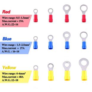 5.5平冷压接线端子O形铜线鼻子 3.5 圆型预绝缘铜端头RV1.25