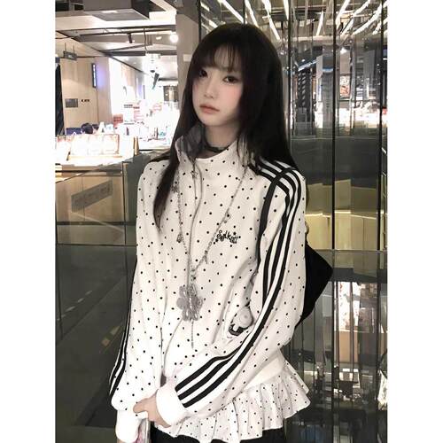 日系波点外套女早秋新款jk日供感运动立领卫衣开衫y2k轻亚风上衣