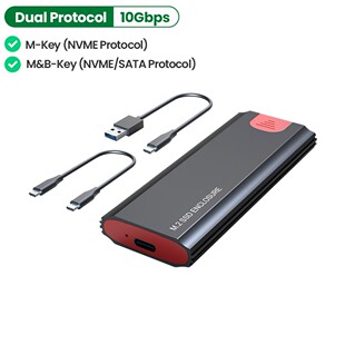 Aluminum M.2 NVMe SATA SSD Enclosure Dual Protocol RTL9210B