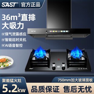 先科T型油烟机燃气灶套餐欧式抽猛火烟灶套装油烟机家用