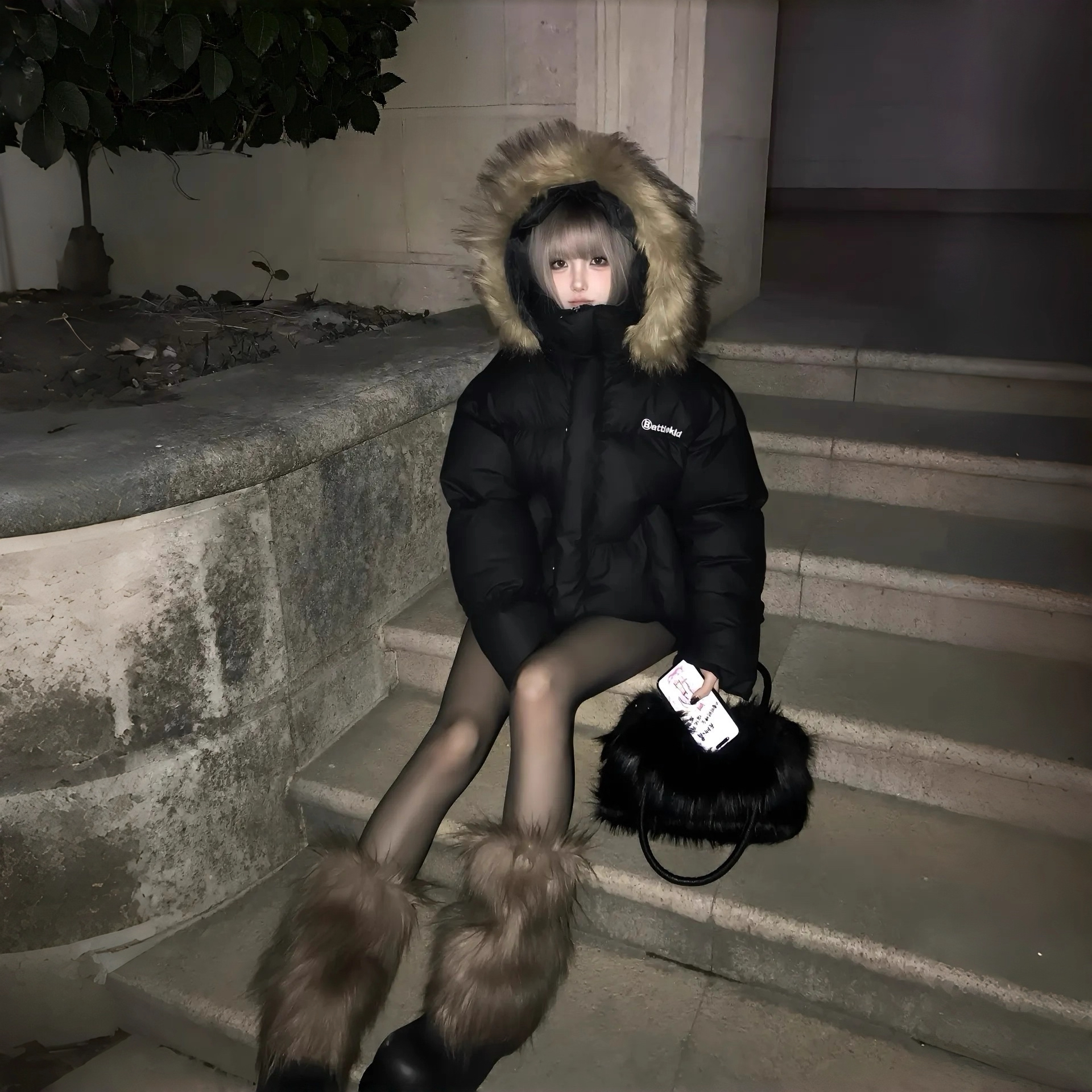 国潮新款派克服羽绒棉服加厚连帽