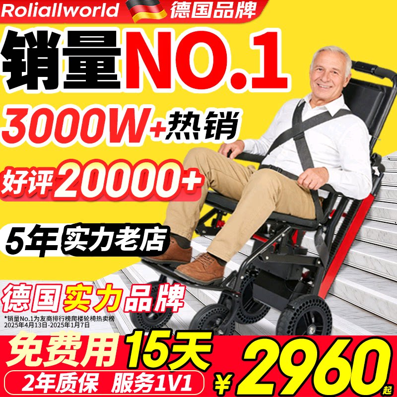 德国Roliallworld电动爬楼梯轮椅上下楼梯神器老人自动履带爬楼机