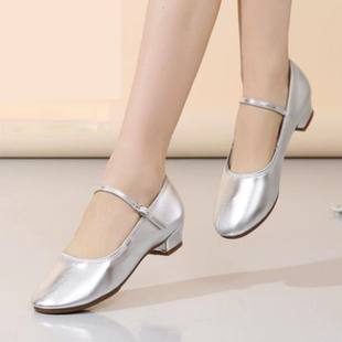 跳舞鞋女广场舞不累脚跳舞鞋夏广场舞鞋银色舞蹈鞋女舒适舞鞋