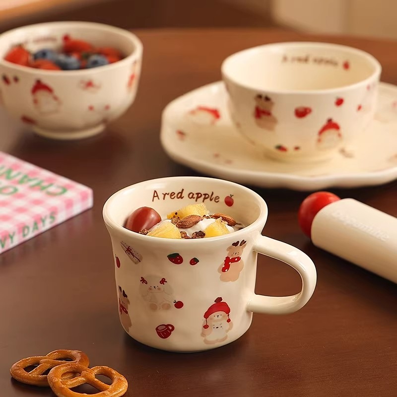 儿童陶瓷杯可爱陶瓷马克杯咖啡杯办公早餐杯燕麦杯儿童牛奶杯