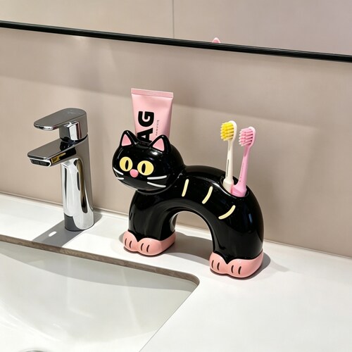 猫咪牙刷架可沥水浴室洗漱台陶瓷电动牙刷牙膏收纳置物架牙刷架子