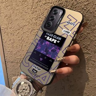 O潮牌猿人标签适合OPPOreno12pro手机壳男款Reno11/10个性创意新款reno9/8/7高级感find7/6防摔保护套一加ace