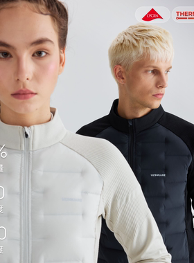 UZSQUARE 未限 户外运动滑雪美丽诺羊毛针织拼接白鹅羽绒内胆夹克