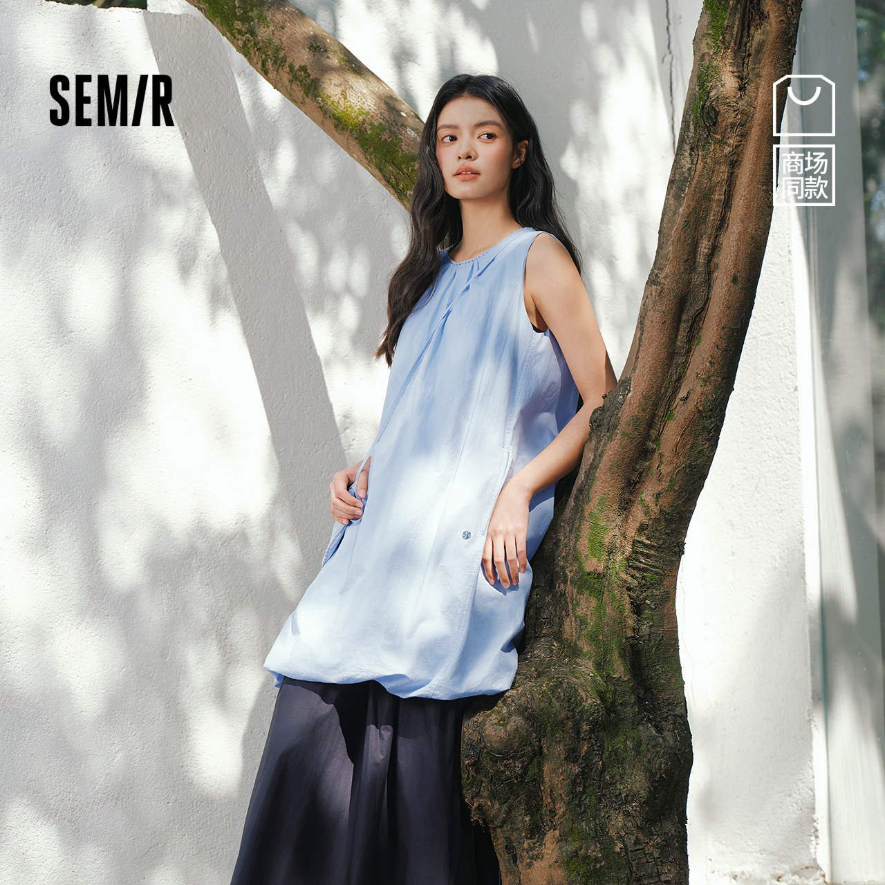 商场同款|森马连衣裙女夏斜挎包肌理花苞短裙2026新款甜美背心裙