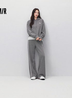 森马假两件卫衣抓绒长裤套装女