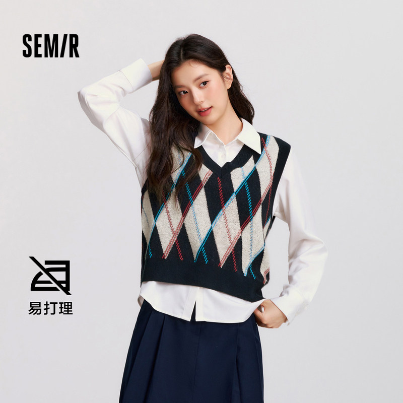 森马针织衫两件套休闲衬衣