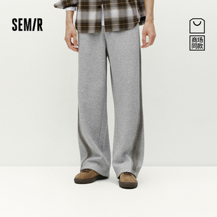 男冬加绒宽松直筒裤 子商场同款 2025新款 情侣长裤 美式 森马休闲裤
