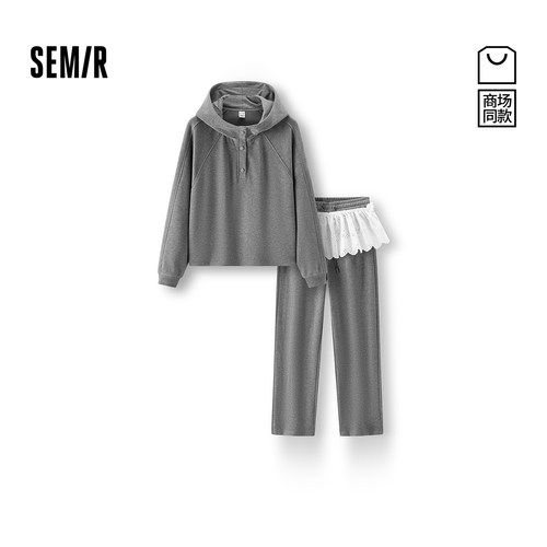 商场同款|森马套装女冬季抓绒卫衣屁帘卫裤2025新款运动风两件套