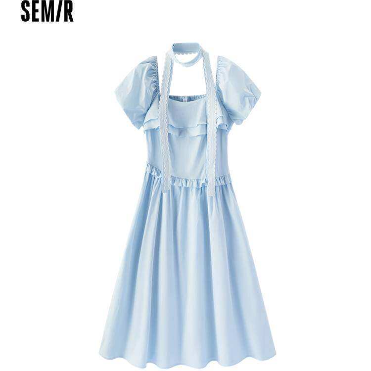 森马连衣裙女夏2026新款蕾丝收腰裙子显瘦柔软长裙107326114001