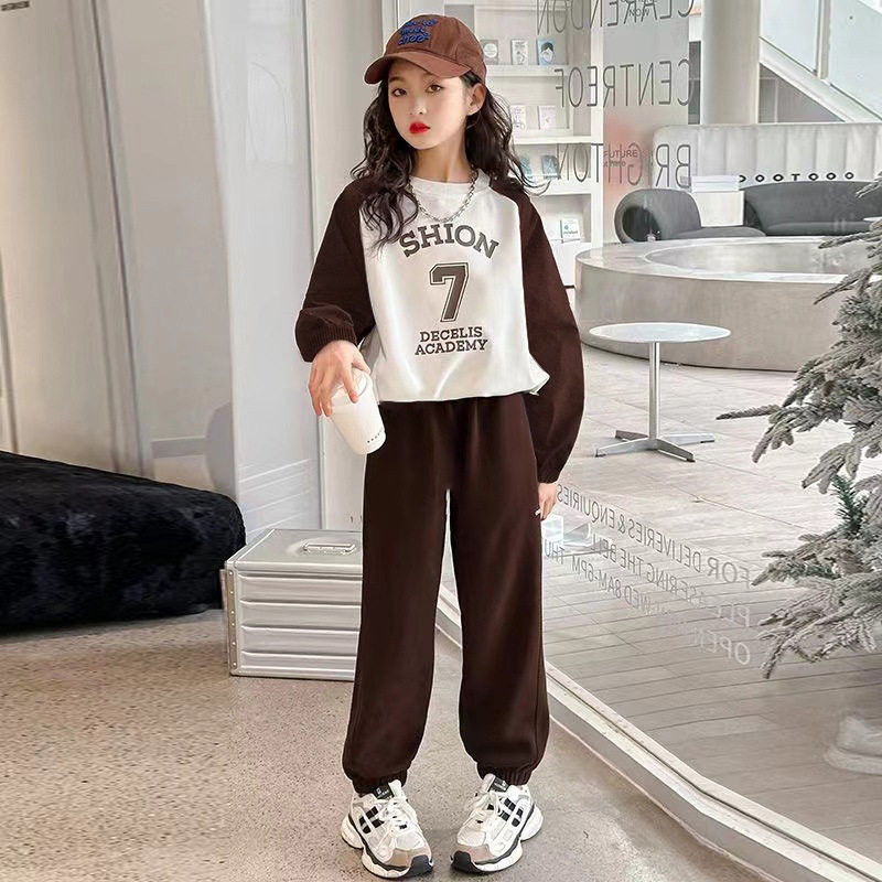 品牌专柜女童春秋卫衣套装新款中大童洋气休闲运动长袖冬款两件套