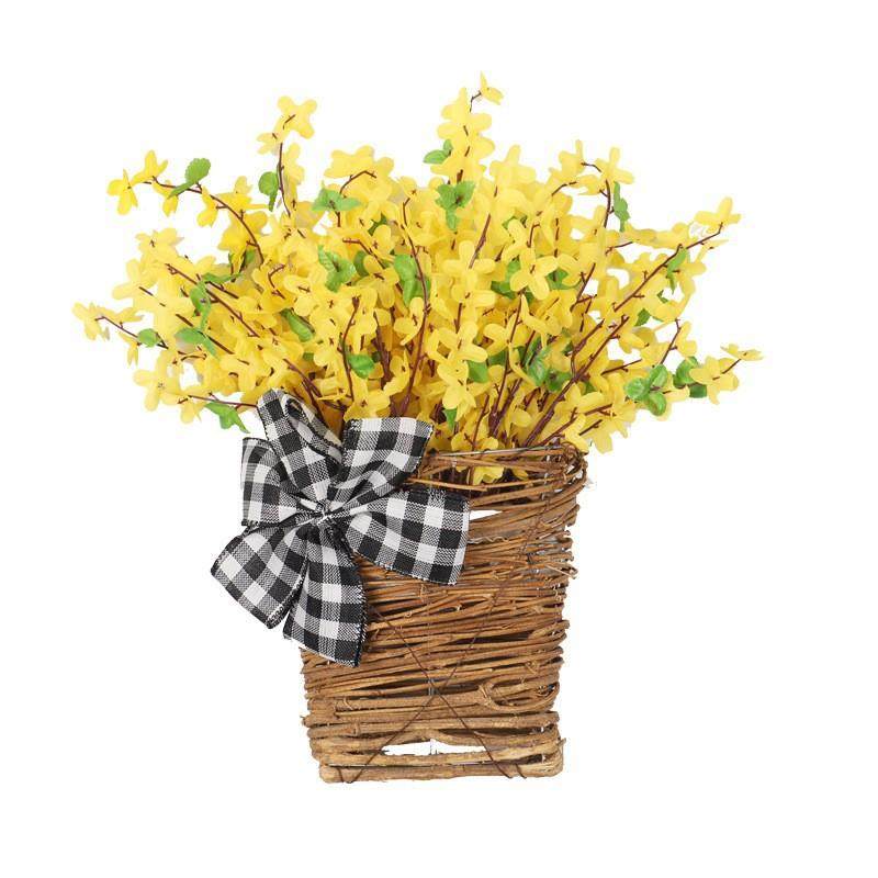 迎春绢花花篮门挂春季仿真花藤篮迎春花枝条家居客厅装扮挂墙,鲜花速递/花卉仿真/绿植园艺,仿真绿植,淘宝优惠券,粉丝福利购,淘宝优惠卷