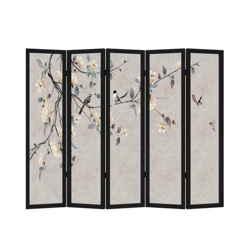 新中式屏风隔断复古古典客厅可移动入户折叠遮挡茶室装饰花鸟折屏