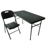 厂家直供绿色塑料面板吹塑桌野战折叠作业桌户外集训指挥桌椅套装