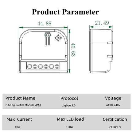 zigbee通断器模块智能开关带电量功能2路开关TUYA智能APP开关模块