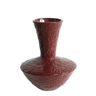 黑色红色陶瓷日式花瓶家居装饰摆件客厅小众轻奢茶室插花器高级感