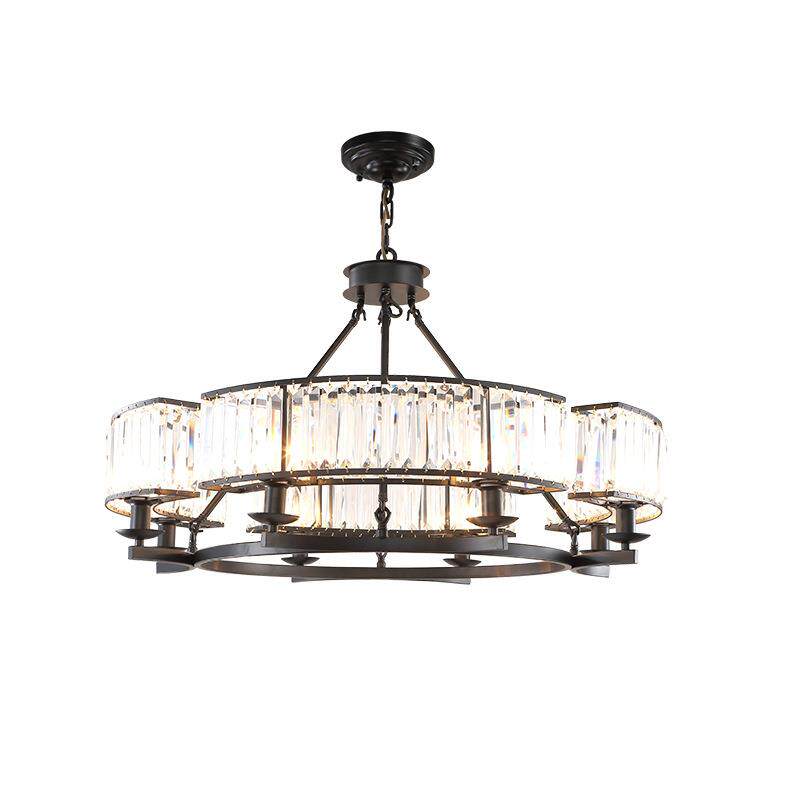 美式吊灯后现代北欧轻奢水晶LED客厅灯现代简约卧室铁艺餐厅灯具