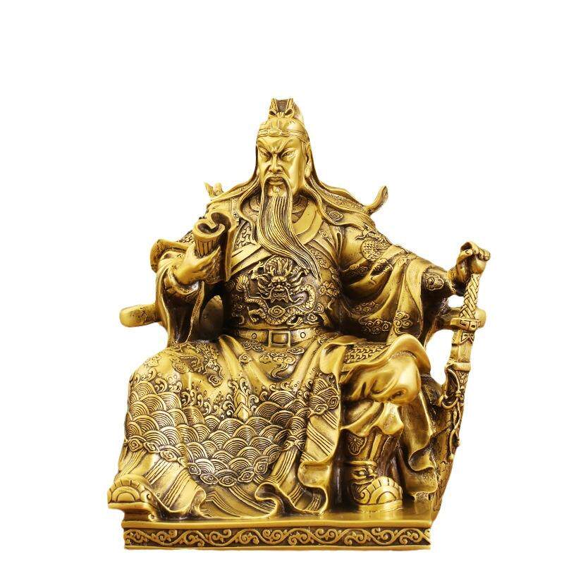 新关公春秋读书关公关二爷神像祝福黄铜摆件家居书房桌面铜装饰品