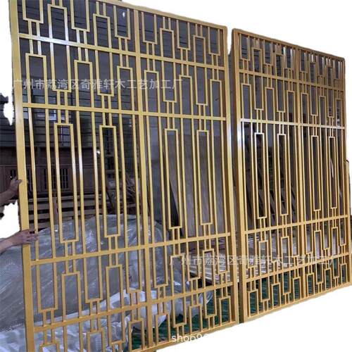 新中式实木花格屏风客厅背景墙客厅玄关装饰镂空木格栅花格隔断墙