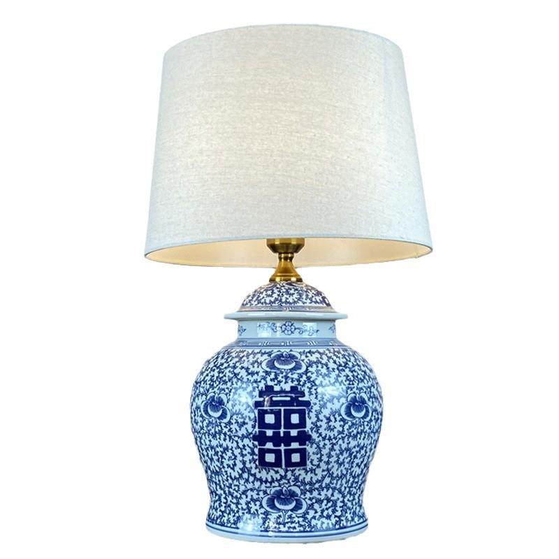 青花瓷灯双喜灯陶瓷台灯家居卧室床头柜装饰灯民宿复古风家用,家装灯饰光源,装饰台灯,淘宝优惠券,粉丝福利购,淘宝优惠卷